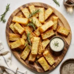 Crispy accordion potatoes with herbs and dipping sauce
