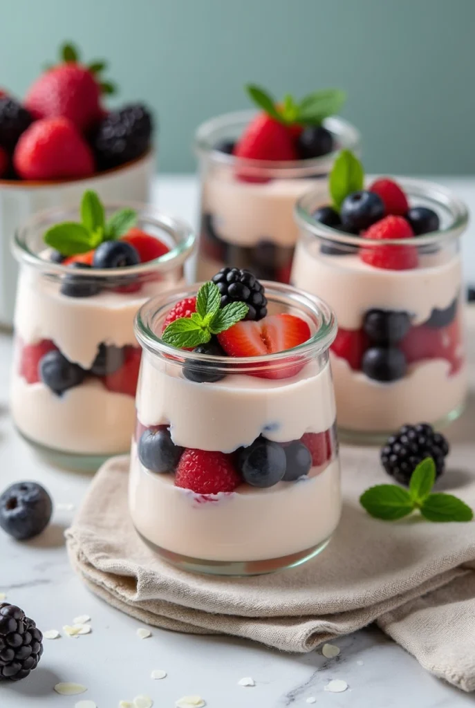 Mini no bake berries and cream cake variations