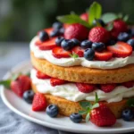 no bake berries and cream cake slice