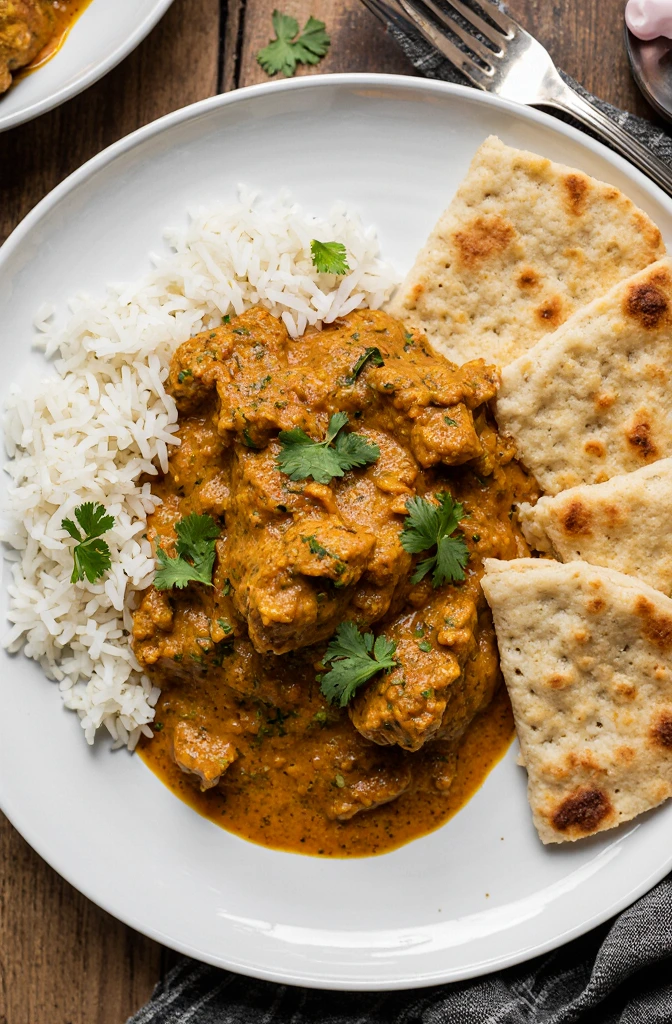 Crockpot Butter Chicken served with rice